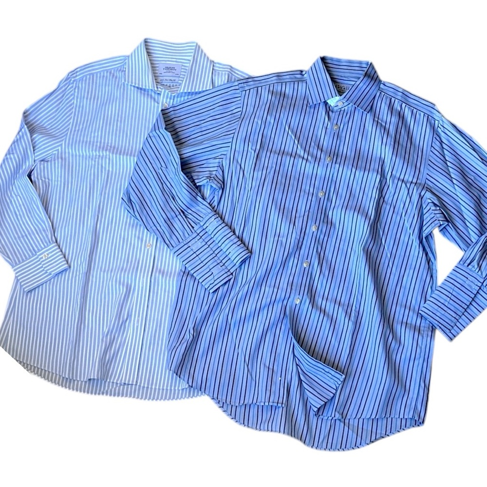 Charles Tyrwhitt Lot of 2 Men’s Striped Non Iron Dress Shirts Size 16.5-17